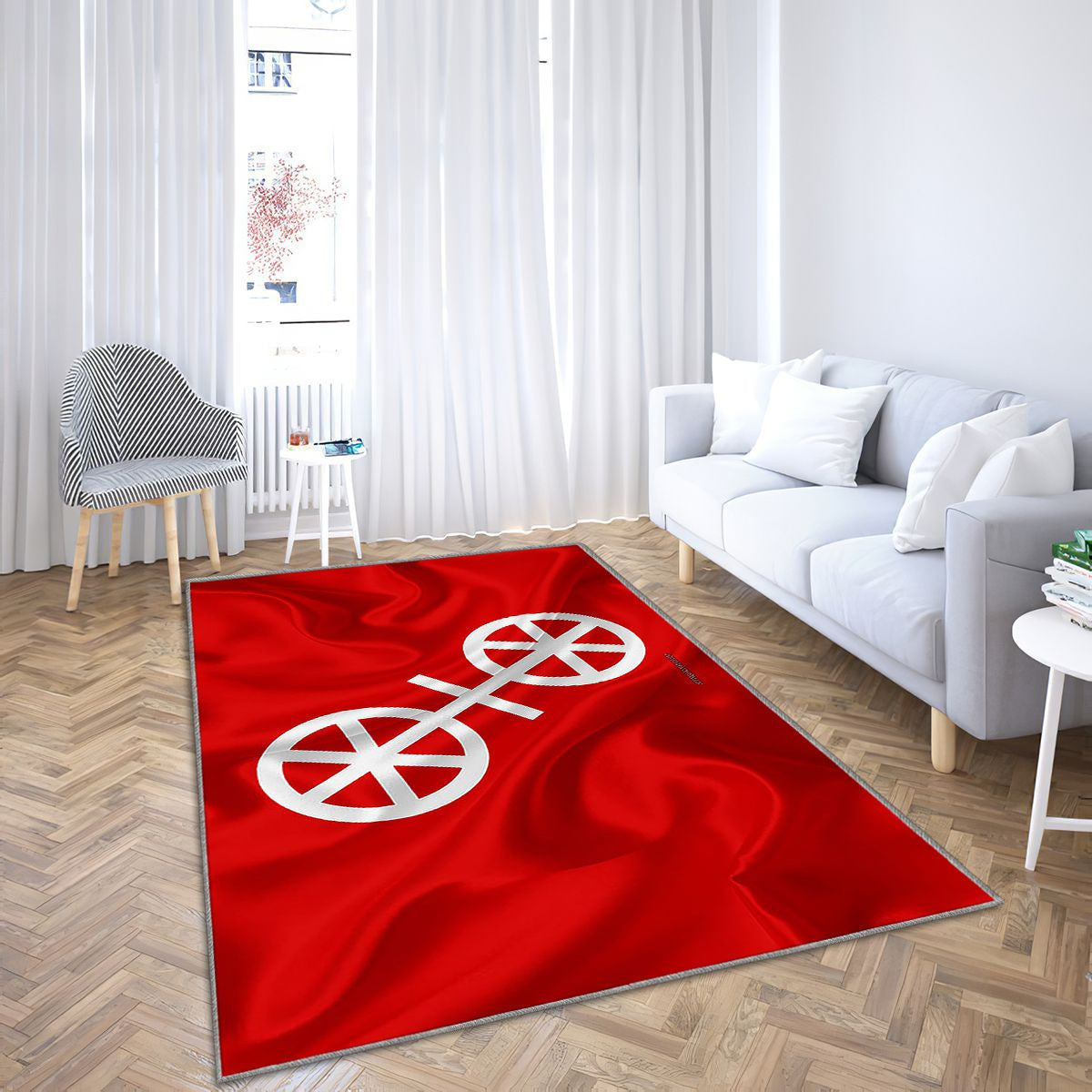 Drapeau de Mayence Tapis Sol - Tapis De Salon, ville allemande de Mayence en Allemagne Tapis Art, Tapis pour la décoration de la maison
