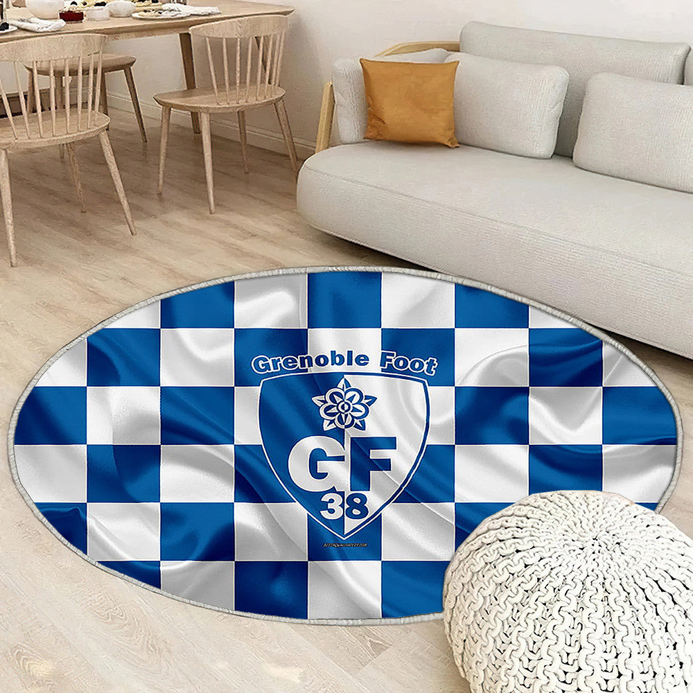 Grenoble Foot 38 Drapeau Bleu Blanc Football Français Tapis Sol - Tapis De Salon, Neuf Tapis Art, Tapis pour la décoration de la maison