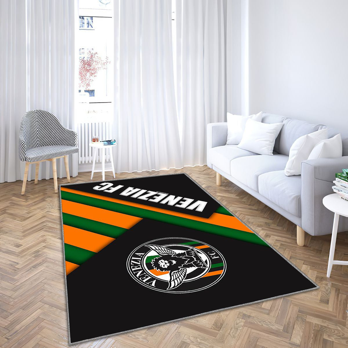 Venezia Fc Tapis Sol - Tapis De Salon, Club de Football Ionitalien Noir Tapis Art, Tapis pour la décoration de la maison