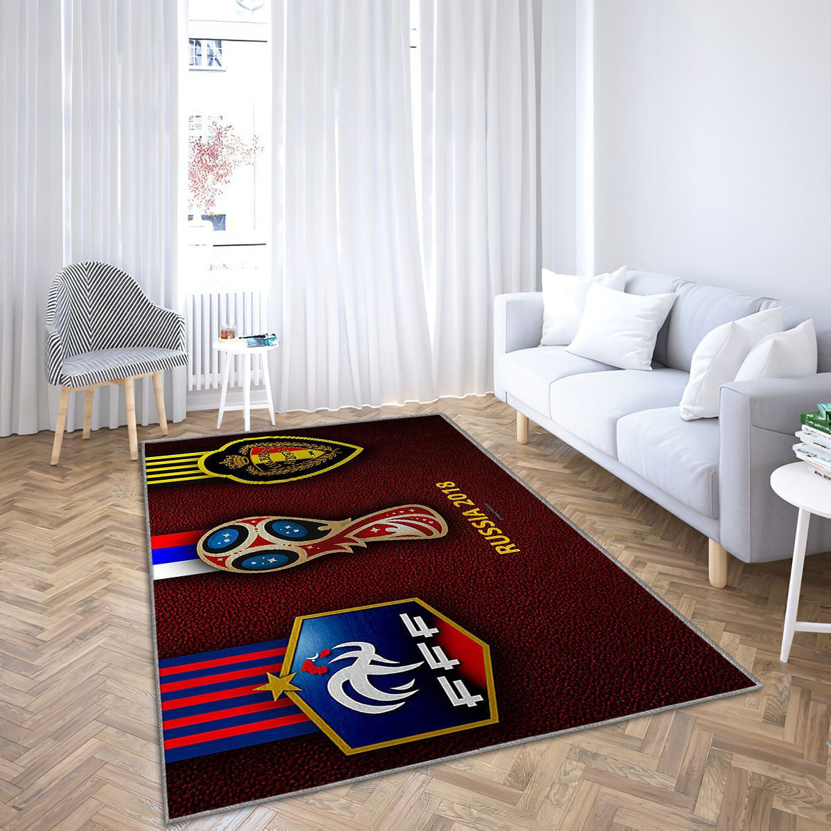 France contre Belgique Coupe du Monde de la FIFA 2018 Tapis Sol - Tapis De Salon, 45117Match Tapis Art, Tapis pour la décoration de la maison