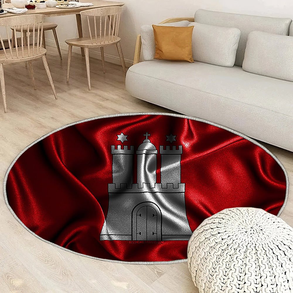 Drapeau de Hambourg Tapis Sol - Tapis De Salon, États allemands Drapeaux en tissu de Hambourg Tapis Art, Tapis pour la décoration de la maison