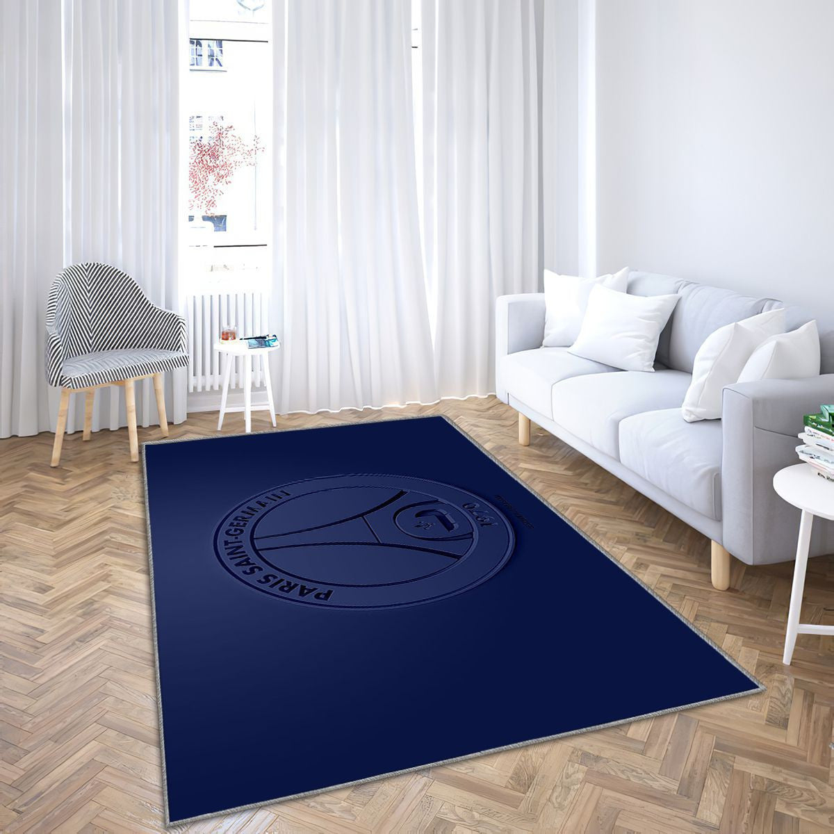 Paris Saint-Germain3DBleu foncé 3D Tapis Sol - Tapis De Salon, Ligue 1 Paris Tapis Art, Tapis pour la décoration de la maison