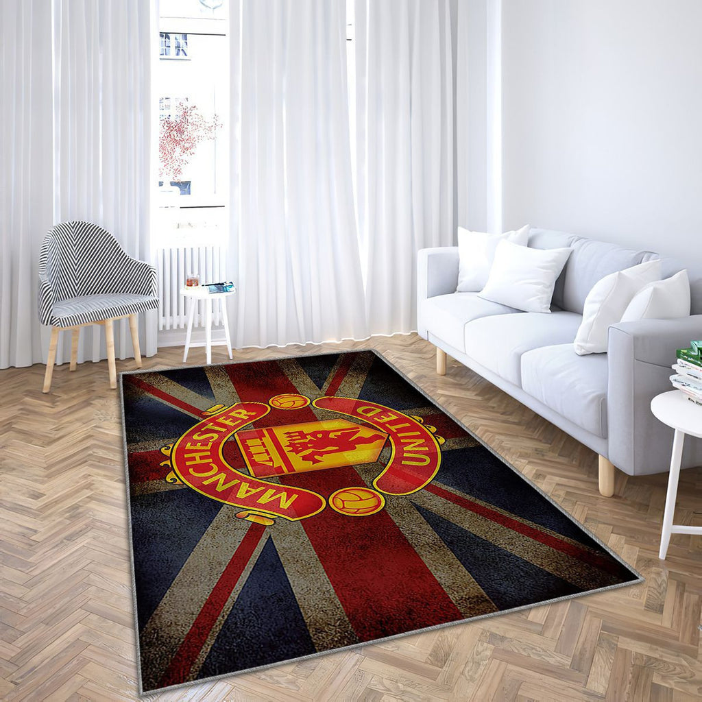 Manchester United Fc Tapis Sol - Tapis De Salon, drapeau britannique Premier League Tapis Art, Tapis pour la décoration de la maison
