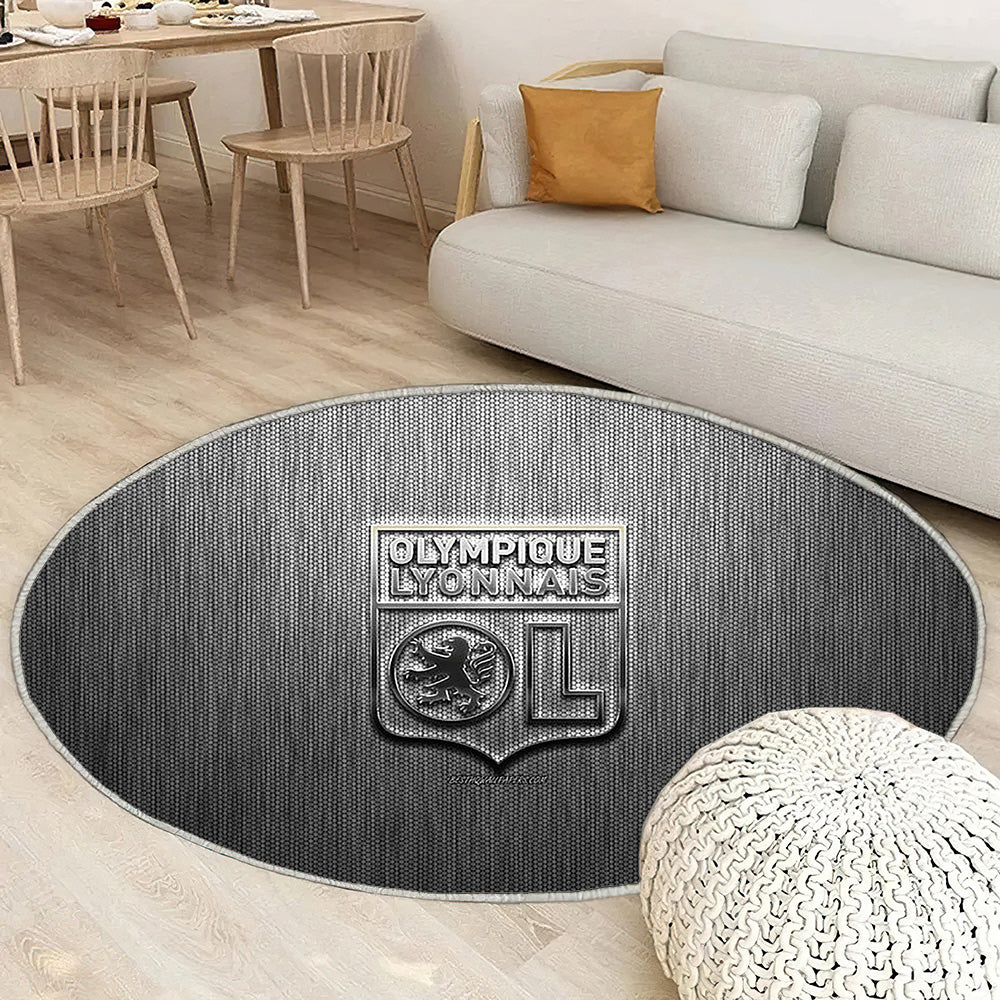 Olympique Lyonnais Tapis Sol - Tapis De Salon, Gris Acier Métal Tapis Art, Tapis pour la décoration de la maison