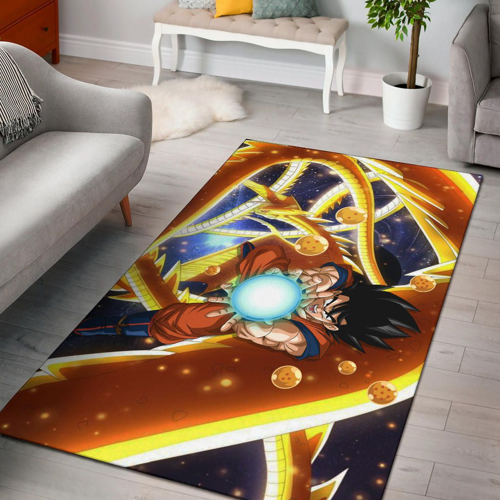 Goku fighting with golden shenron dragon