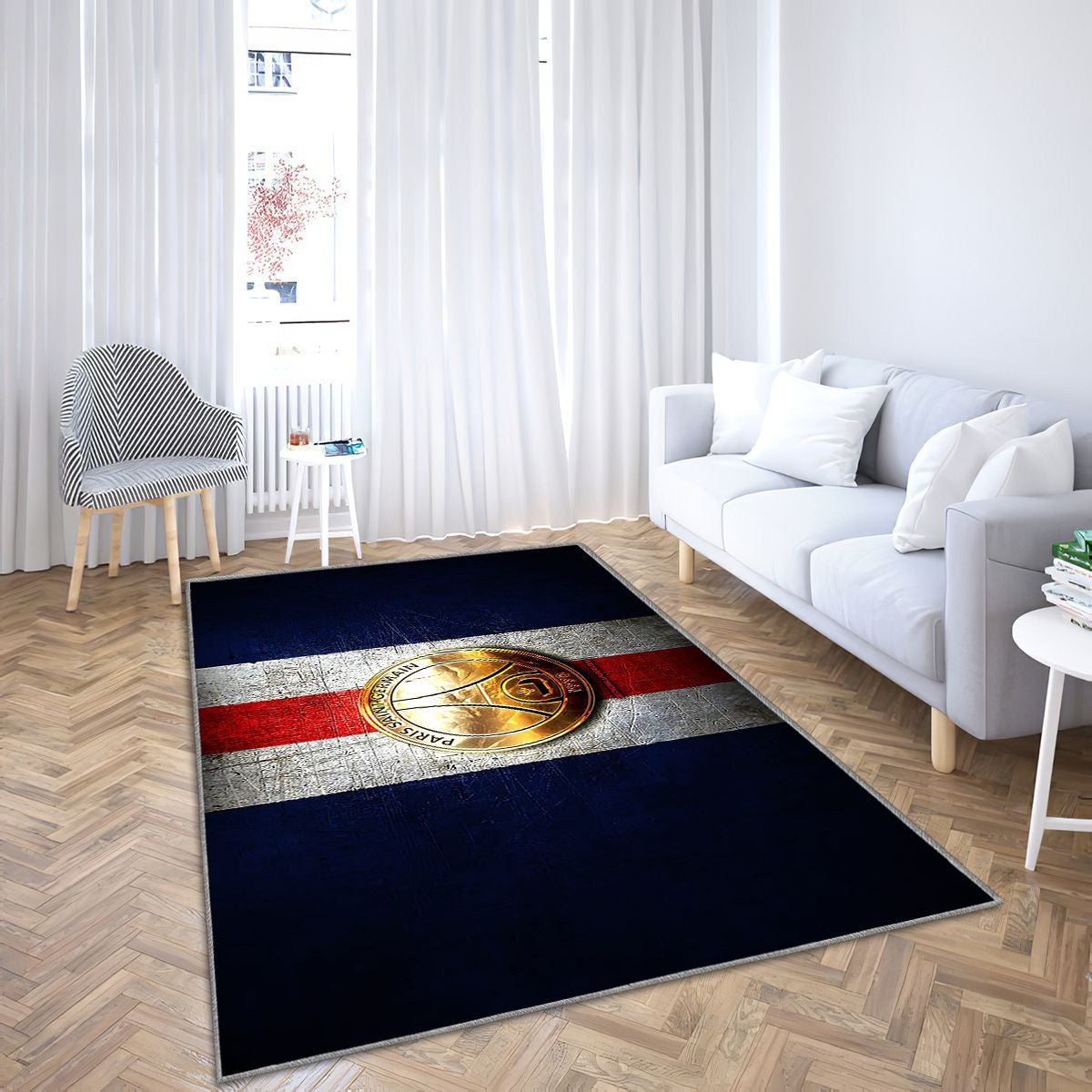 Paris Saint-Germain Fc Tapis Sol - Tapis De Salon, Ligue 1 Blue Metal Football Tapis Art, Tapis pour la décoration de la maison