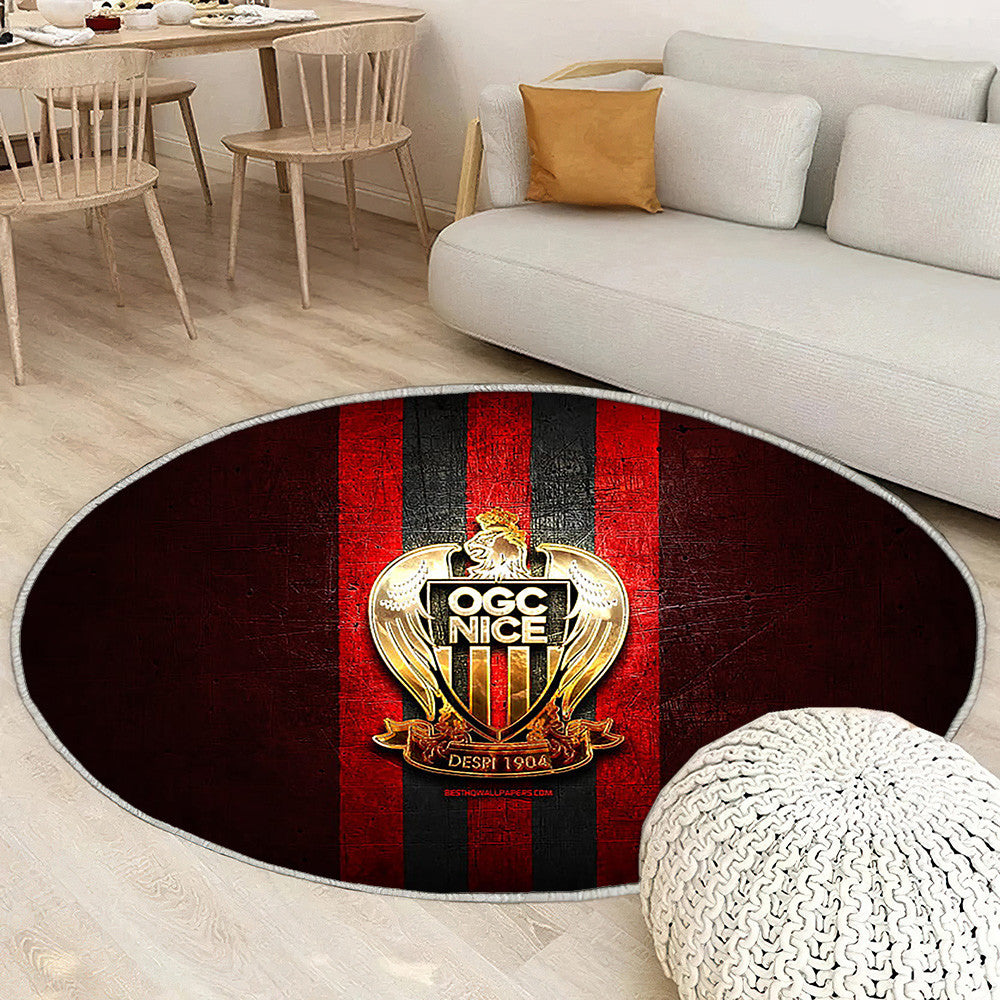 Ogc Nice Tapis Sol - Tapis De Salon, Ligue 1 Red Metal Football Tapis Art, Tapis pour la décoration de la maison