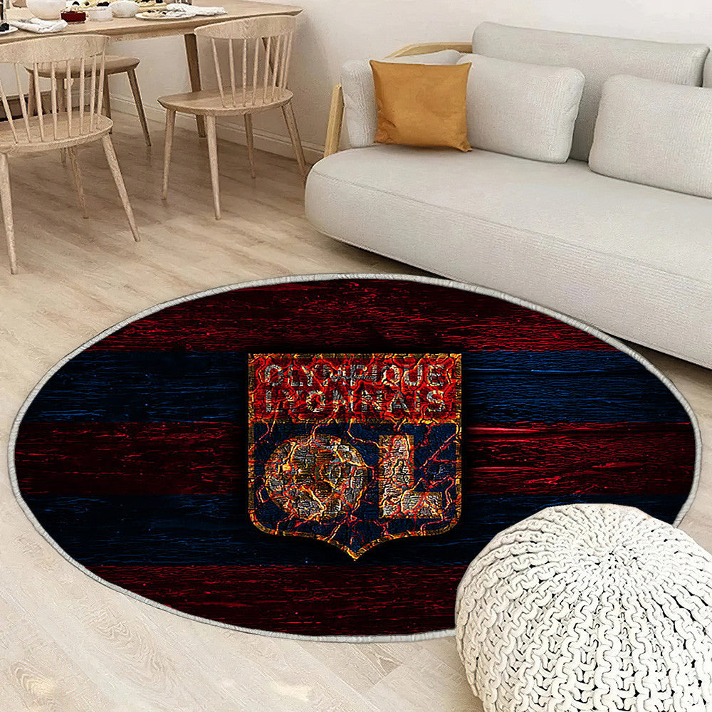 Olympique Lyon Fc Tapis Sol - Tapis De Salon, Ligue 1 Rouge Et Bleufrançais Football Tapis Art, Tapis pour la décoration de la maison