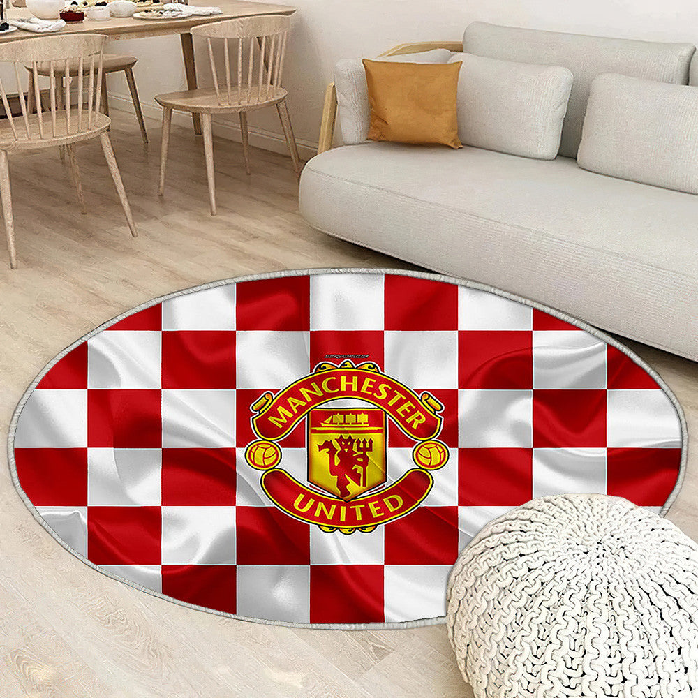 Logo Manchester United Fc Tapis Sol - Tapis De Salon, Mu Fc Drapeau Rouge Blanc Club De Football Anglais Tapis Art, Tapis pour la décoration de la maison