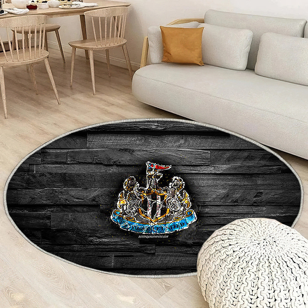 Newcastle United Fc Tapis Sol - Tapis De Salon, Club de Football Anglais de Premier League en Bois Noir Tapis Art, Tapis pour la décoration de la maison