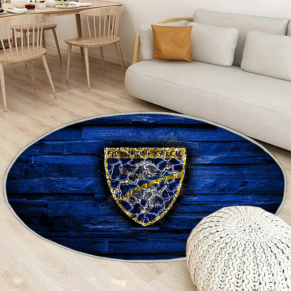 Frosinone Fc Tapis Sol - Tapis De Salon, Serie A Club De Football Italien En Bois Bleu Tapis Art, Tapis pour la décoration de la maison