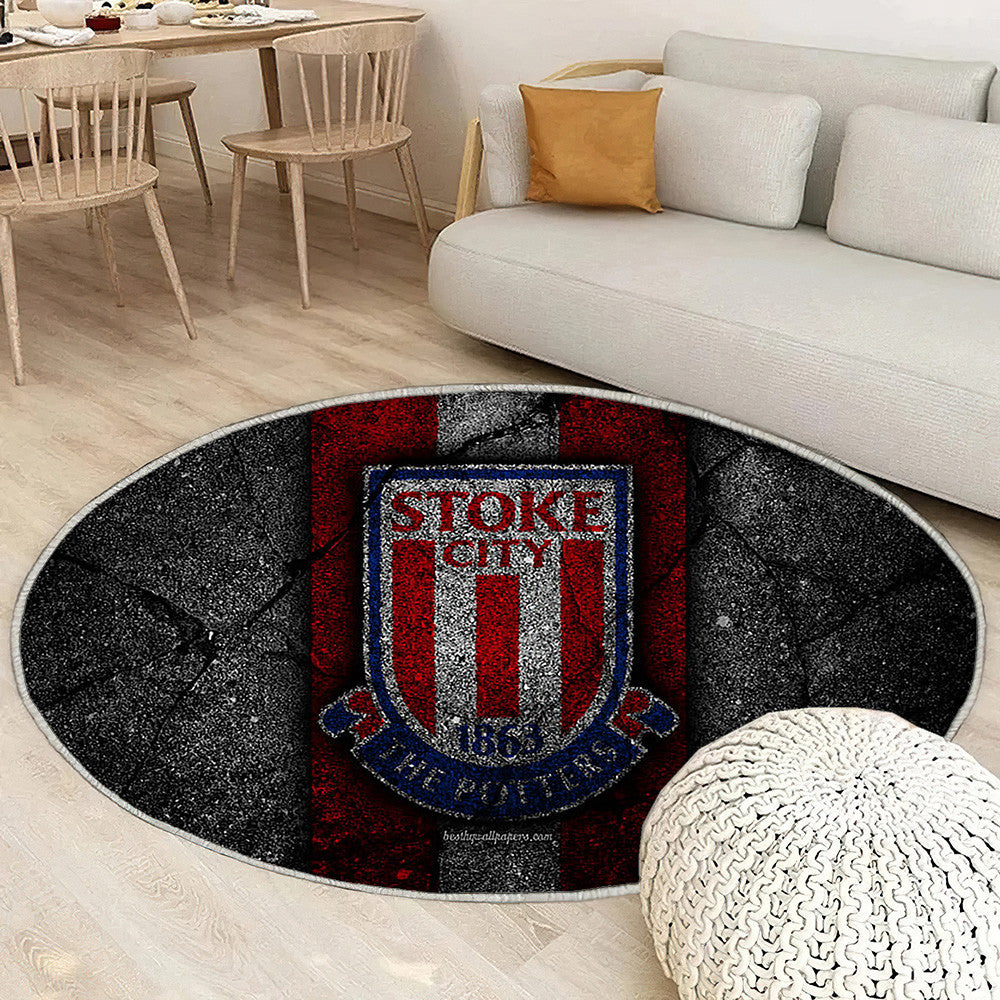 Stoke City Fc Logo Tapis Sol - Tapis De Salon, Grunge Angleterre Tapis Art, Tapis pour la décoration de la maison