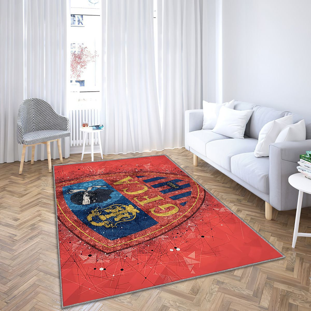 Gazelec Ajaccio Tapis Sol - Tapis De Salon, Art Géométrique Football Français Tapis Art, Tapis pour la décoration de la maison
