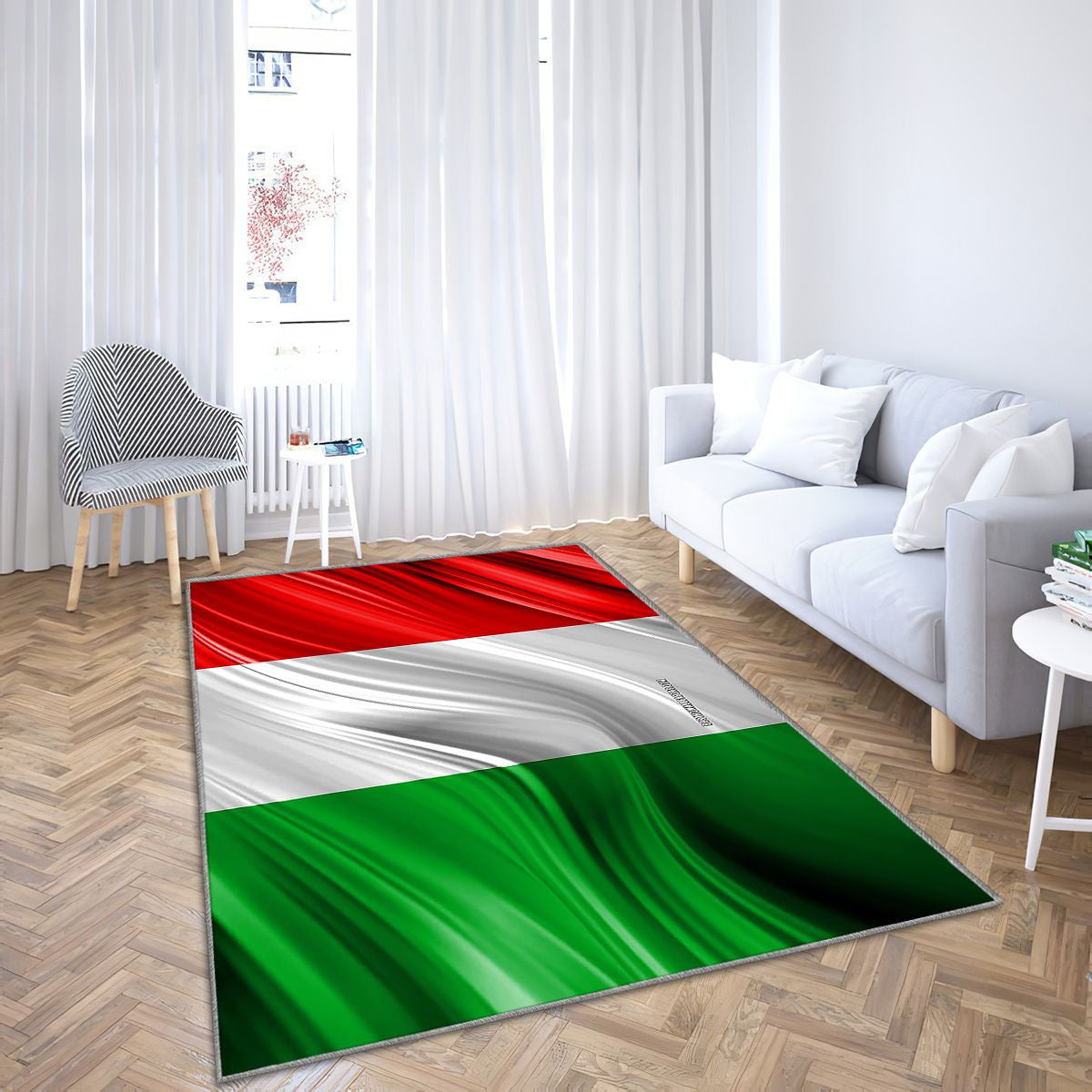 Drapeau italien Tapis Sol - Tapis De Salon, vagues 3D Tapis Art, Tapis pour la décoration de la maison