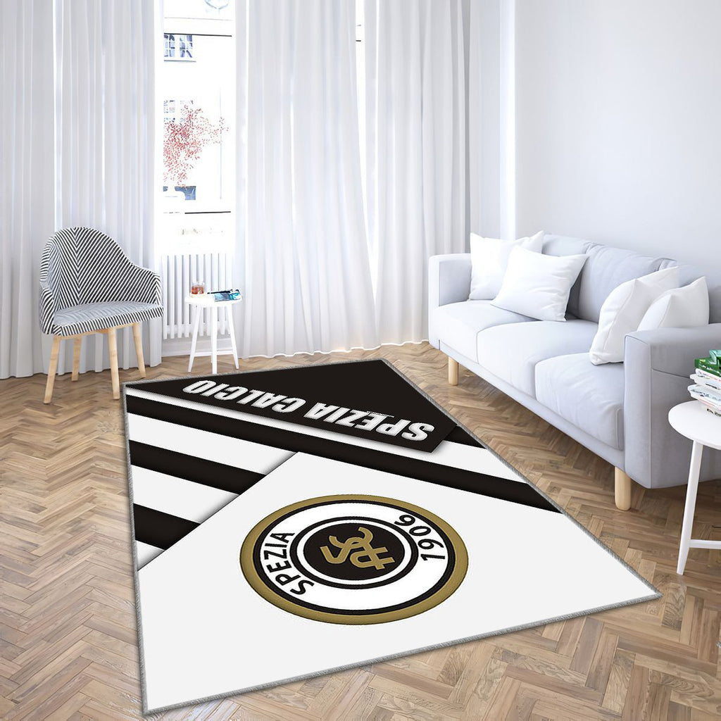 Spezia Calcio Tapis Sol - Tapis De Salon, Club de Football Ionitalien Blanc Noir Tapis Art, Tapis pour la décoration de la maison