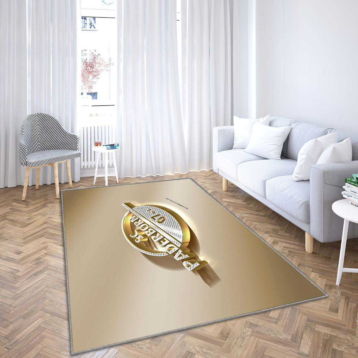 Sc Paderborn 07 Tapis Sol - Tapis De Salon, Golden Silverpaderborn Allemagne Tapis Art, Tapis pour la décoration de la maison