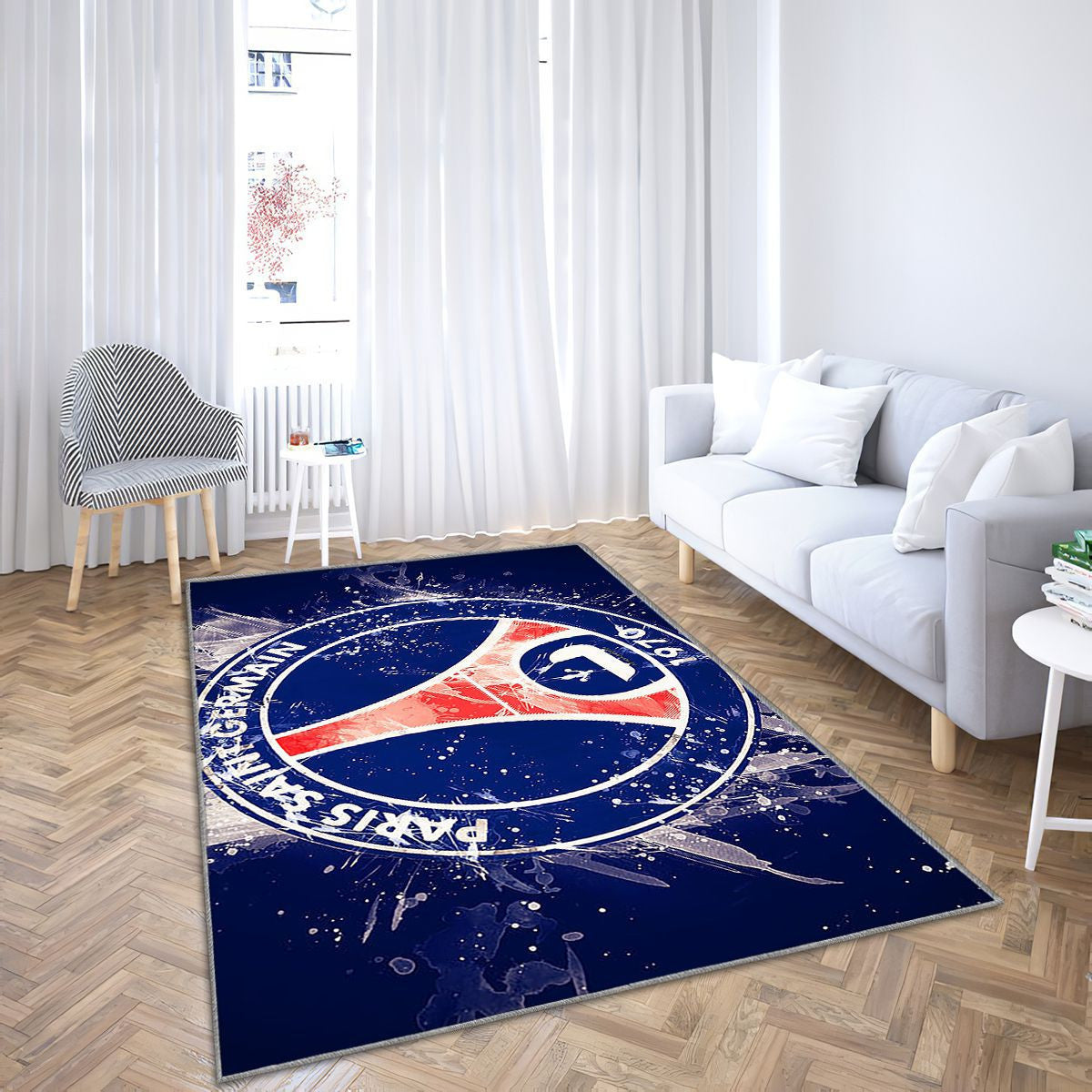 Psg FcFootball FrançaisFond Bleu Tapis Sol - Tapis De Salon, Tapis Art, Tapis pour la décoration de la maison