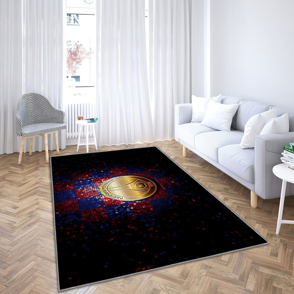 Psg Tapis Sol - Tapis De Salon, Ligue 1 Violet Bleu Football Tapis Art, Tapis pour la décoration de la maison