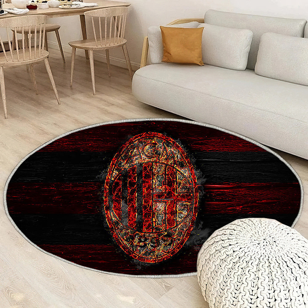 Logo Milan Fc Fire Tapis Sol - Tapis De Salon, Football Grunge Club De Football Italien Tapis Art, Tapis pour la décoration de la maison