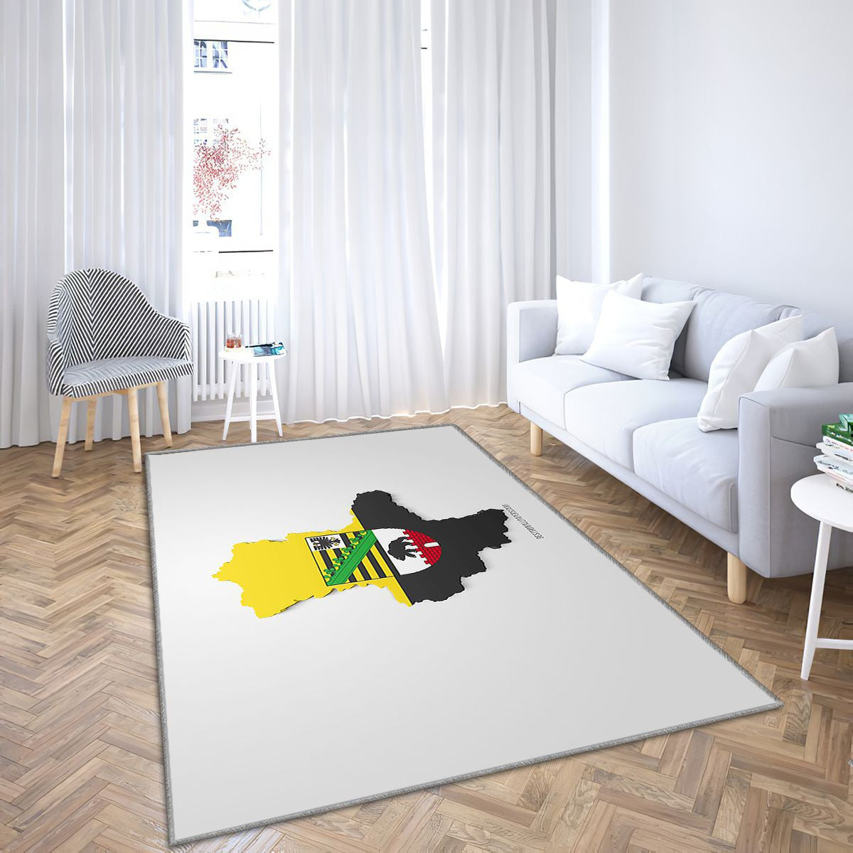 Silhouette de carte de Saxe-Anhalt Tapis Sol - Tapis De Salon, Allemagne Drapeau 3D de Saxe-Anhalt Allemagne Tapis Art, Tapis pour la décoration de la maison