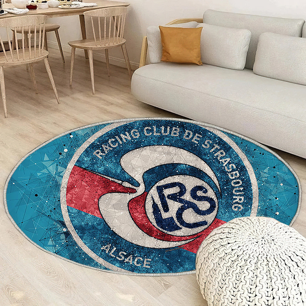 Rc Strasbourg Alsace Géométrique Artblue Tapis Sol - Tapis De Salon, Fond Bleu Strasbourg Tapis Art, Tapis pour la décoration de la maison