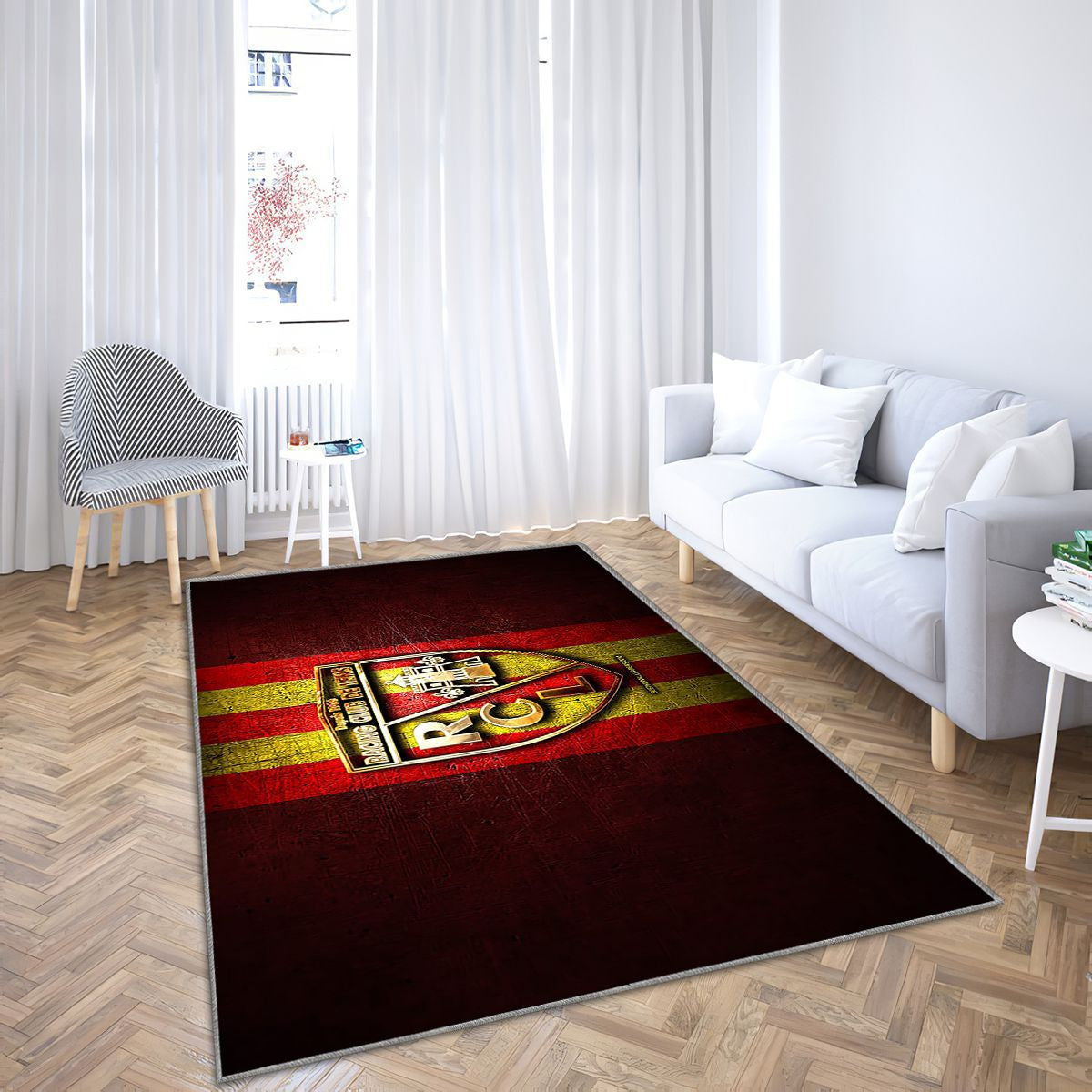 Lens Fc Tapis Sol - Tapis De Salon, Ligue 2 Red Metal Football Tapis Art, Tapis pour la décoration de la maison