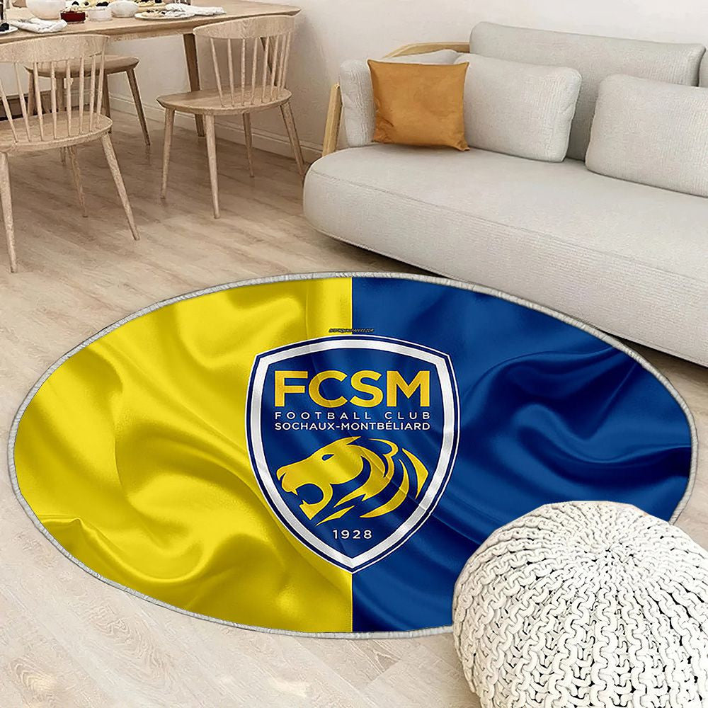 Fc Sochaux-Montbéliard Tapis Sol - Tapis De Salon, Drapeau Soie Bleu Jaune Football Français Tapis Art, Tapis pour la décoration de la maison