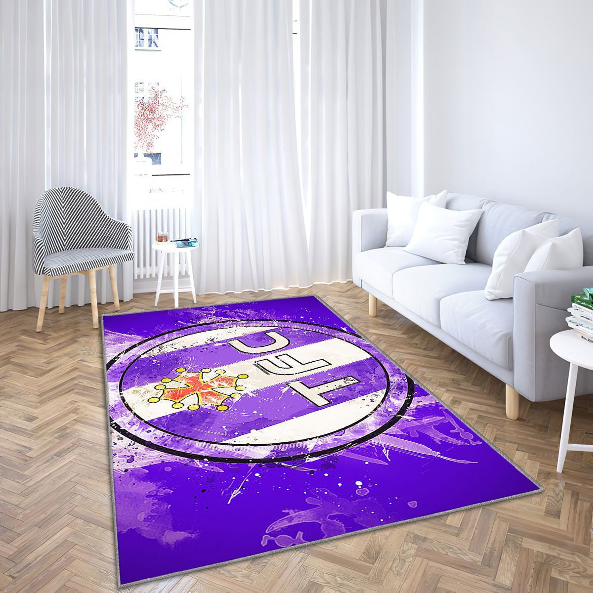 Toulouse Fc Paint Art Tapis Sol - Tapis De Salon, Football Français Tapis Art, Tapis pour la décoration de la maison