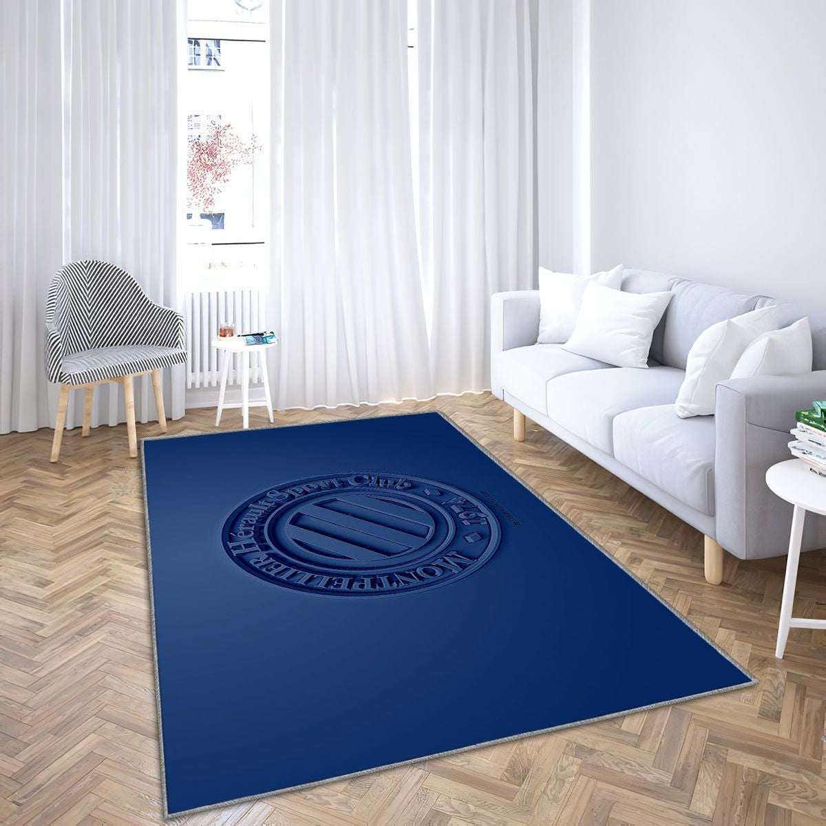 Montpellier Hsc Tapis Sol - Tapis De Salon, Bleu 3DFootball français Tapis Art, Tapis pour la décoration de la maison