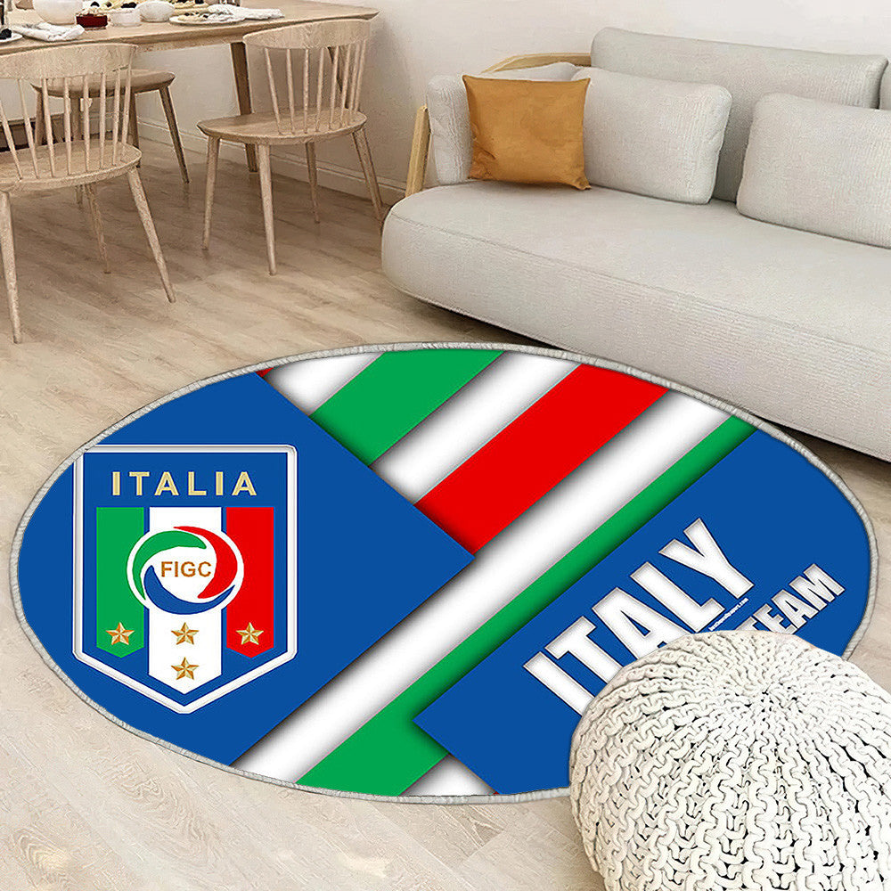 Emblème de l'équipe nationale de football d'Italie Tapis Sol - Tapis De Salon, Fédération italienne de football Blue Ion Figc Tapis Art, Tapis pour la décoration de la maison