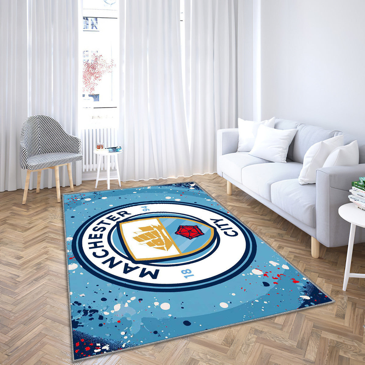 Tapis Manchester City Moderne Stylé Logo pour supporters – faites entrer l’ambiance du stade dans le salon