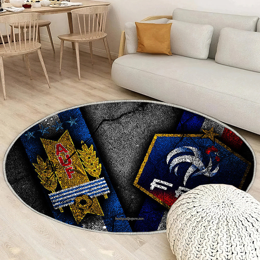Uruguay contre France Coupe du monde de football 2018Russie Coupe du monde de football 2018 Tapis Sol - Tapis De Salon, équipe de football d'Uruguay France Tapis Art, Tapis pour la décoration de la maison